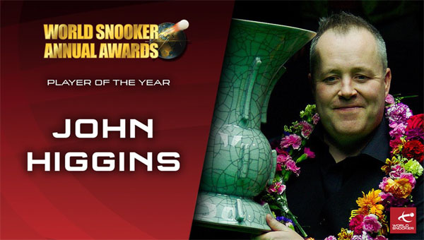 Игрок года по версии World Snooker: Джон Хиггинс